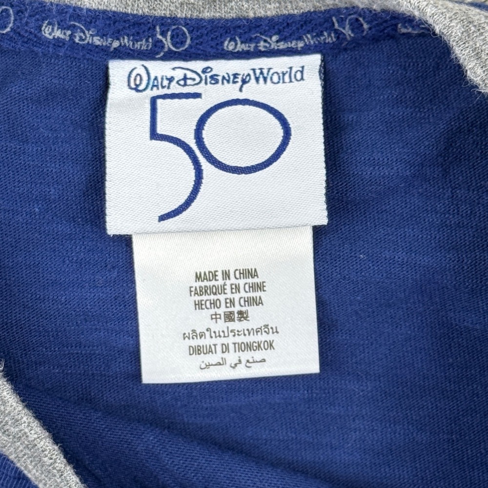 Disney T-Shirt Mens L Blue Walt Disney World 50th Anniversary Mickey Mouse Retro - Picture 5 of 6